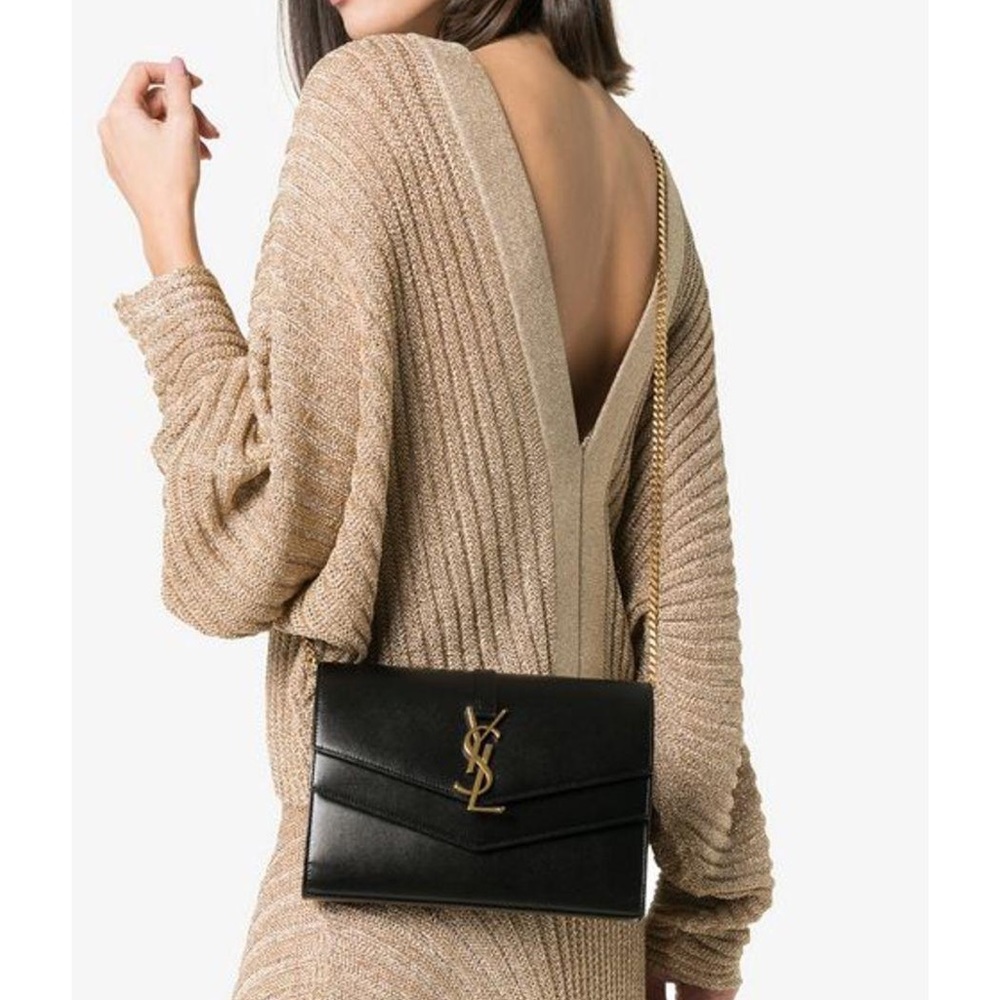 Saint Laurent Black Sulpice Chain Wallet YSL
